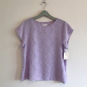 NWT 14th & Union Lilac Fuzzy Floral Tee